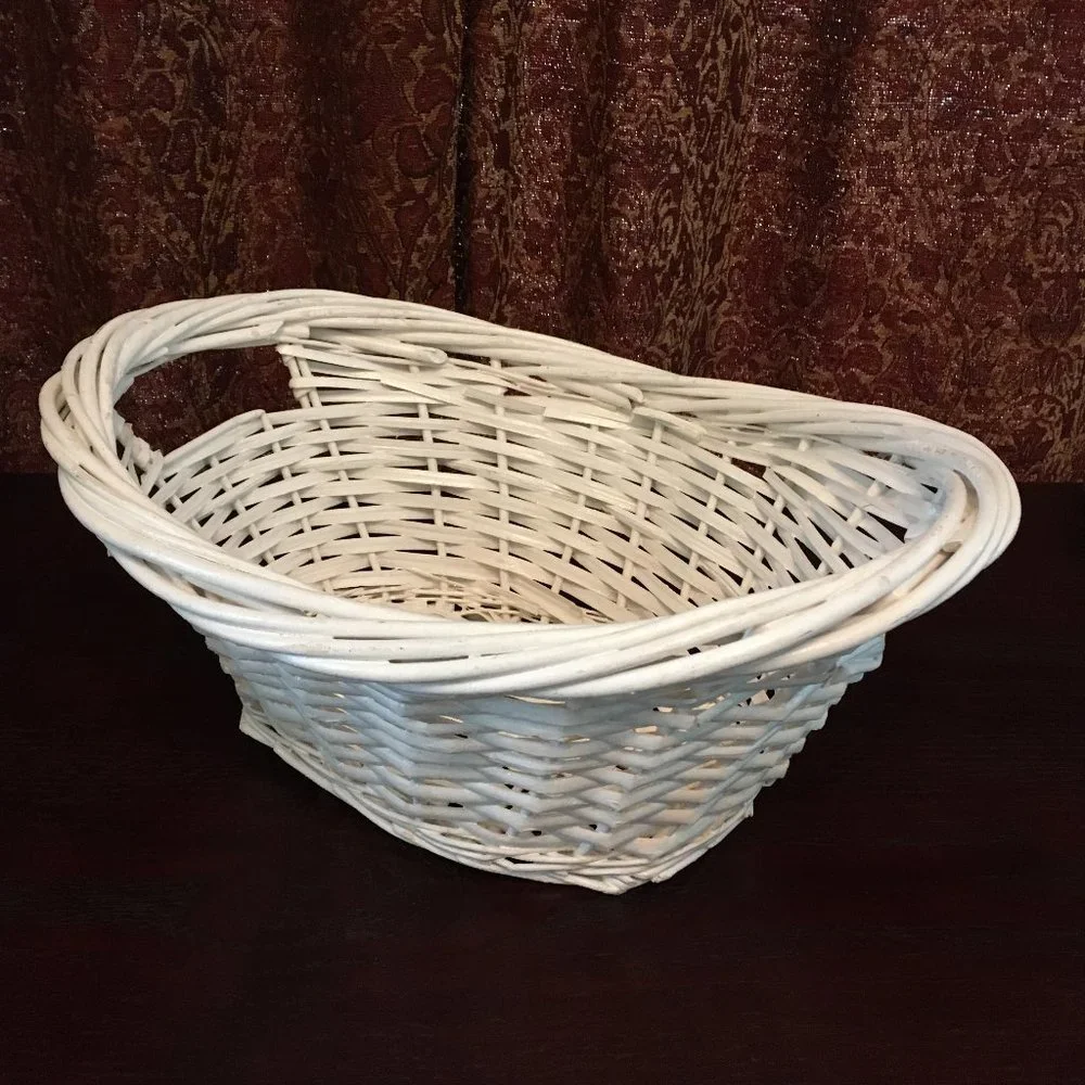 Vintage White Wicker Basket
